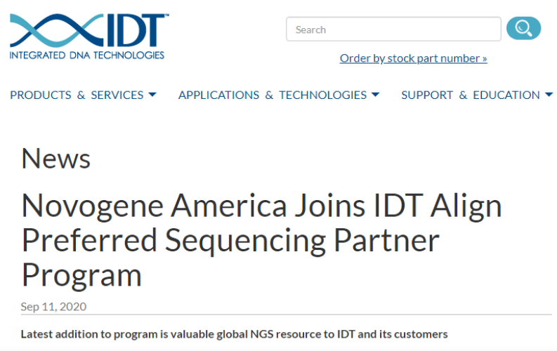 全球发展 | 诺禾致源加入IDT首选测序合作伙伴计划